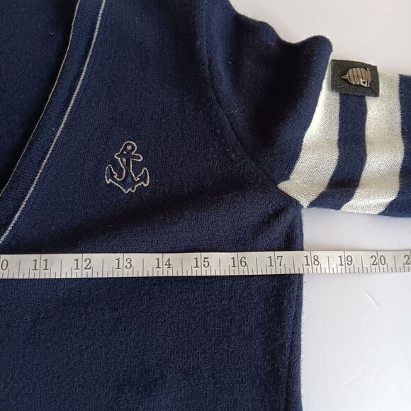 Marina Yachting Size S Navy Blue/Red White Button Front Wool Blend Cardigan - Picture 7 of 10